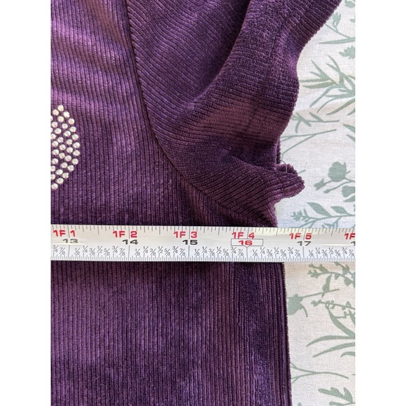 Juicy Couture Sleepwear Juniors Large Purple Ribbed Rhinestone Logo Tee - Picture 8 of 10